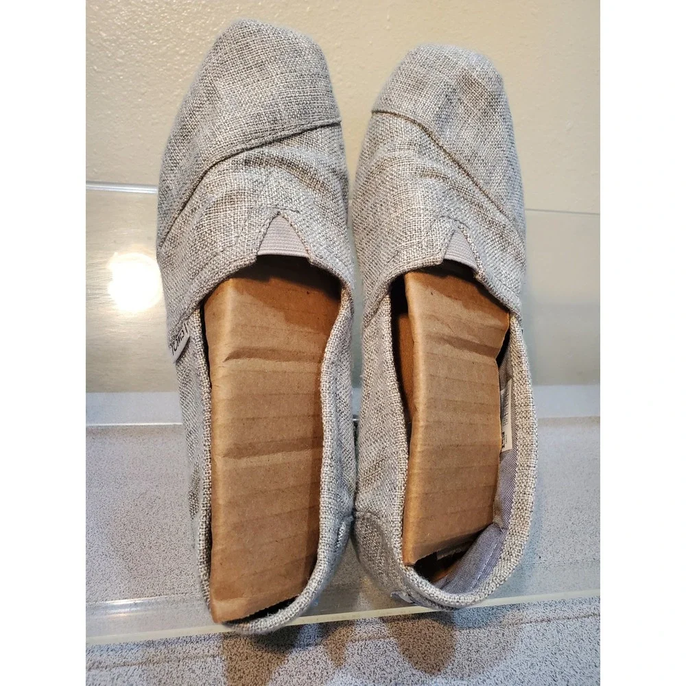 TOMS Womens Alpargata Grey Burlap Slip On Flats Shoes 10010236 Size 6.5